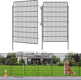 10 Panels Garden Fencing Animal Barrier with Lock, 48 in(H) X 24 Ft(L) Dog Fence Outdoor for Yard Rustproof No Dig Decorative Tall Garden Fence Metal Wire Panel Border Rabbit Ground Stakes Fencing