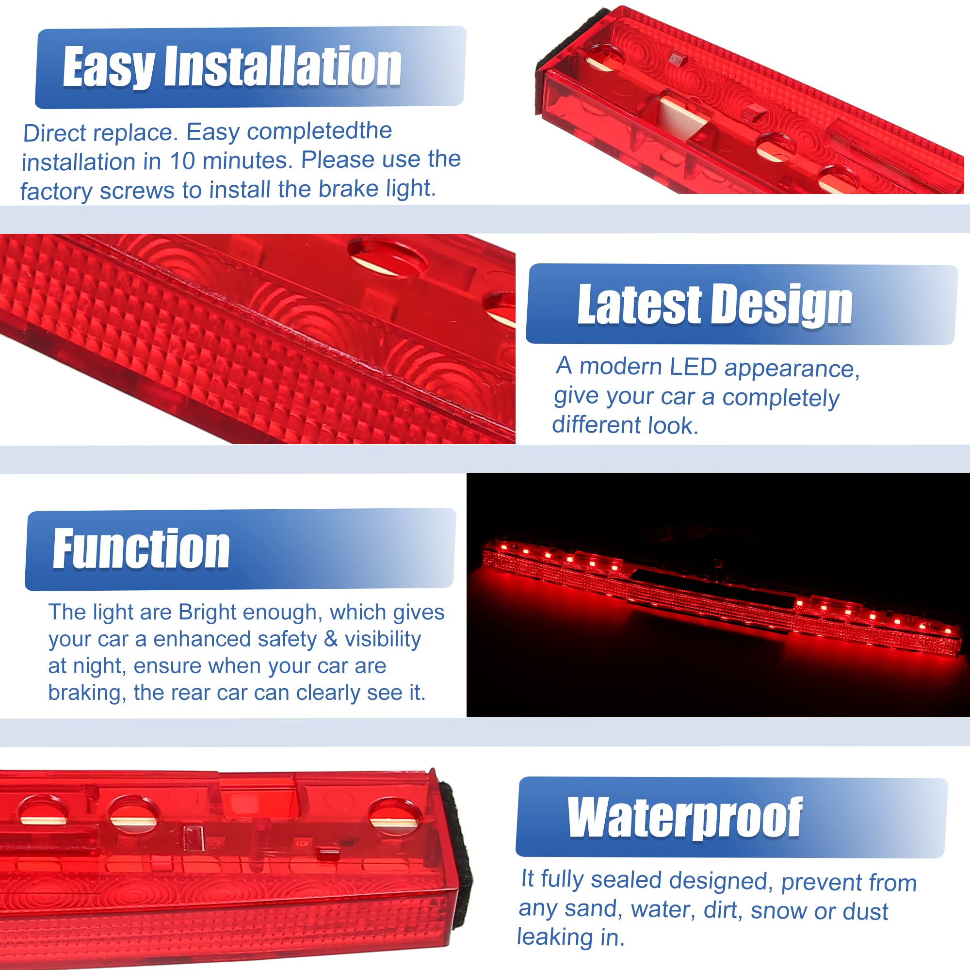 X AUTOHAUX Alto Nivel Tercero Trasero Freno Detener Luz 8E5945097C para Audi A4 Rojo