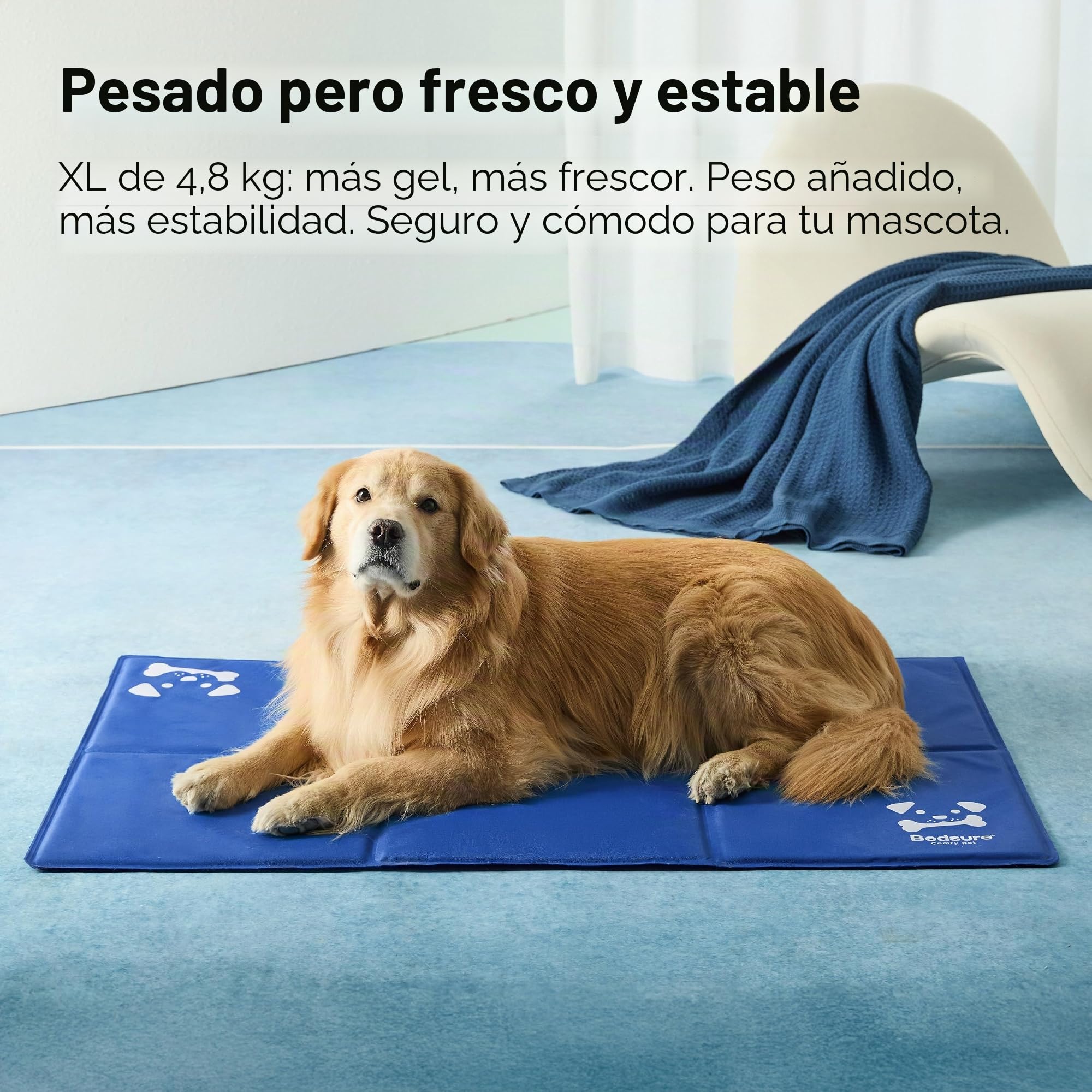 BEDSURE Alfombrilla de refrigeración para perros extragrande – 120 x 75 cm – Alfombrilla de gel autorefrigerante con tela Oxford 300D resistente a los arañazos – Esterilla de refrigeración plegable