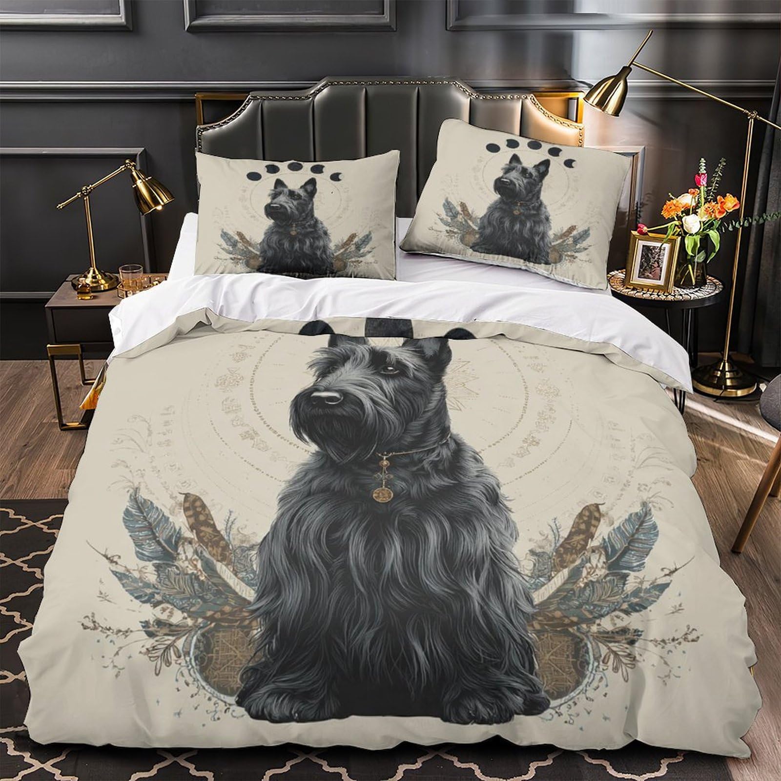 Housse de couette Scottish Terrier anti-acariens parure de lit enfant single 135x200