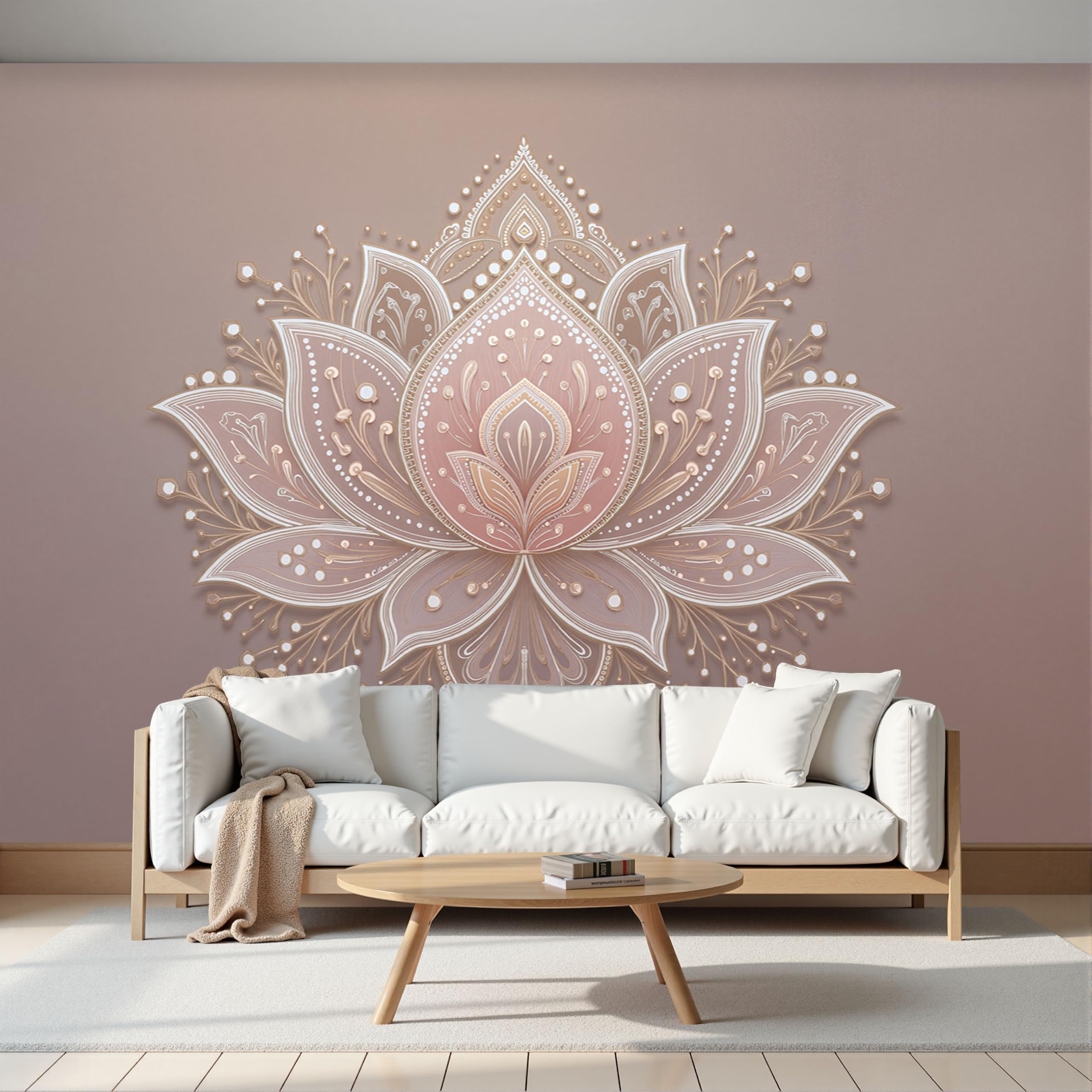 Papier peint panoramique 3D mandala pour transformer votre salon en havre de paix