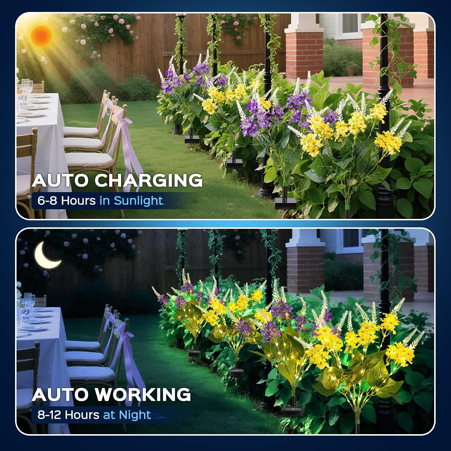 TANSOREN 4 Pack Solar Garden Lights Outdoor, 2 Lighting Modes Warm White LED Waterproof Solar Powered Primrose Flowers Landscape Light for Outside Yard, Patio, Pathway Decorative, Décor, Gifts