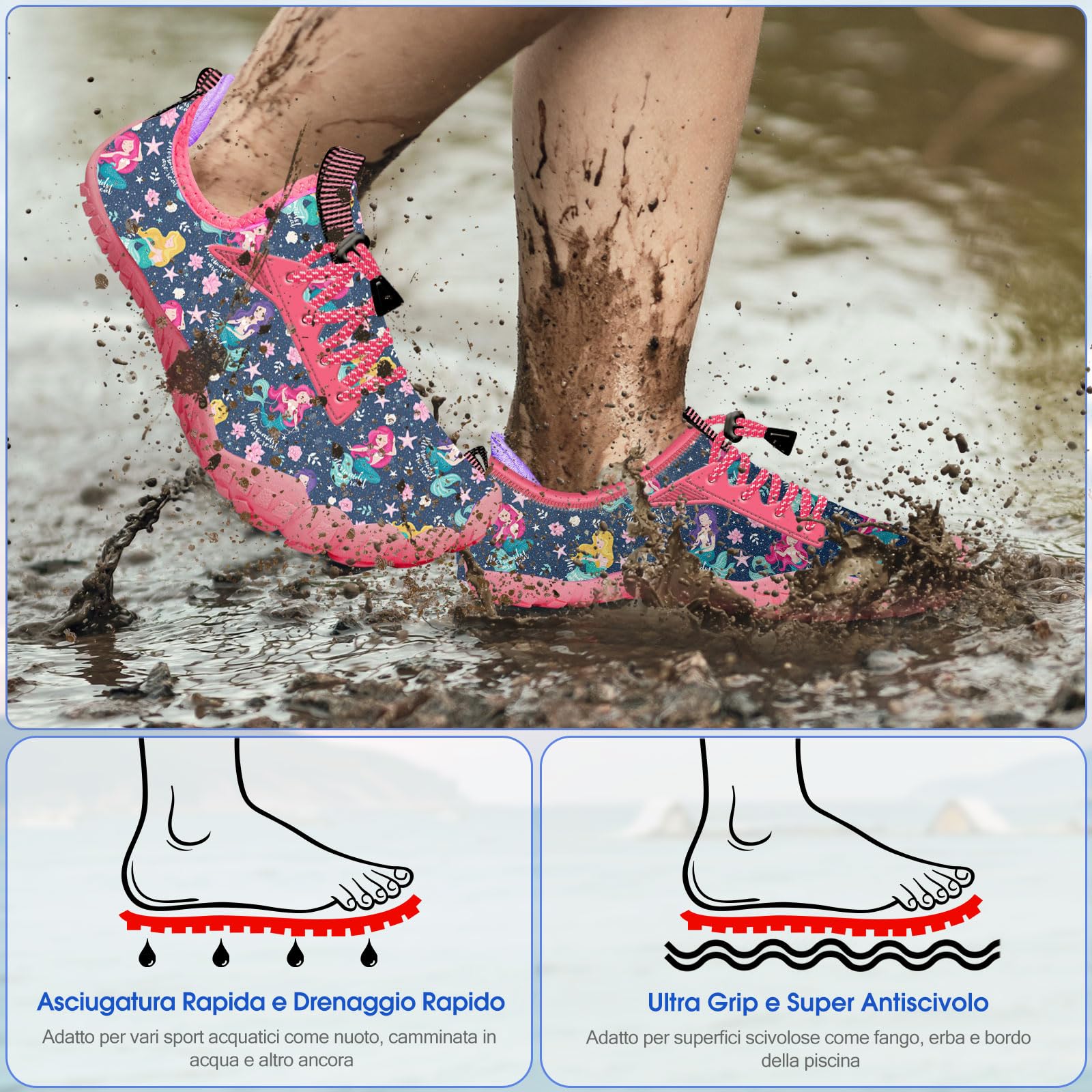 Crova Chaussures Aquatiques Enfants Chaussures d'eau Garçons Filles Antidérapant Séchage Rapide Chaussures de Plage Piscine Surf