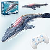 Remote Control Mosasaurus Dinosaur Toys for Boys Kids, Rechargable Swimming Pool High Simulation Toys, Electric RC Sea Monster with Light & Spray Water Birthday Gift for Ages 3 4 5 6 7 8 9