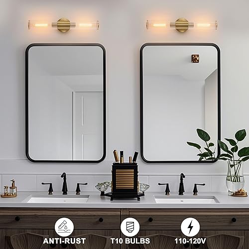 Miniatura 3 de Juego de 2 apliques de pared para baño, color negro mate, juego de 2 lámparas de pared modernas, apliques de metal con pantalla de vidrio blanco,