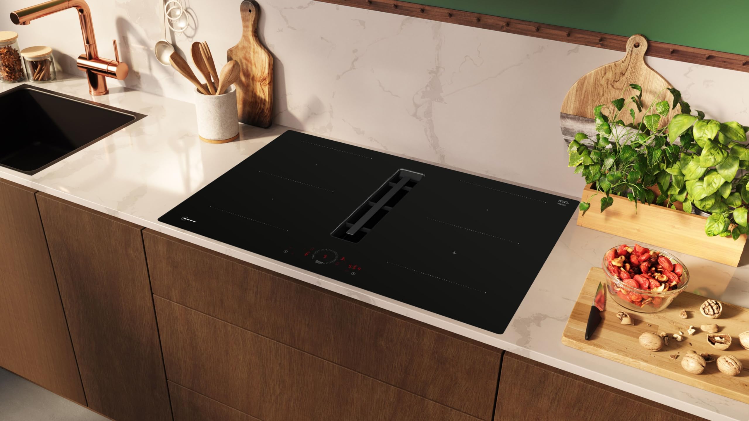 NEFF V58NHQ4L0 N 70 Induktionskochfeld mit integriertem Dunstabzug 80 cm Rahmenlos aufliegend