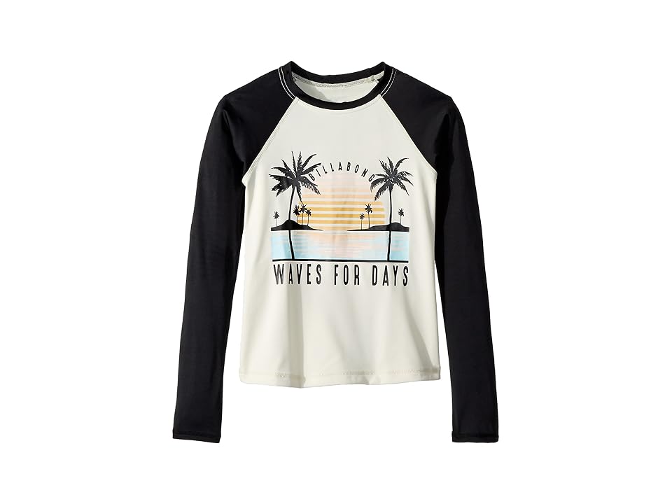 

Billabong Kids Waves for Days Long Sleeve Rashguard (Little Kids/Big Kids) (Black Pebble) Girl's Swimwear