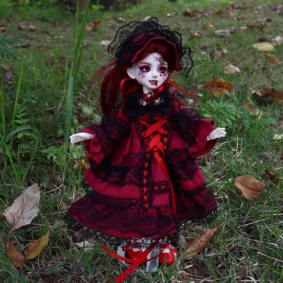 Original 1/6 Anime Doll Gothic Princess, 30cm Ball Jointed Doll with Hand-Painted Face, Dark Fantasy Art BJD with Full Set Clothes