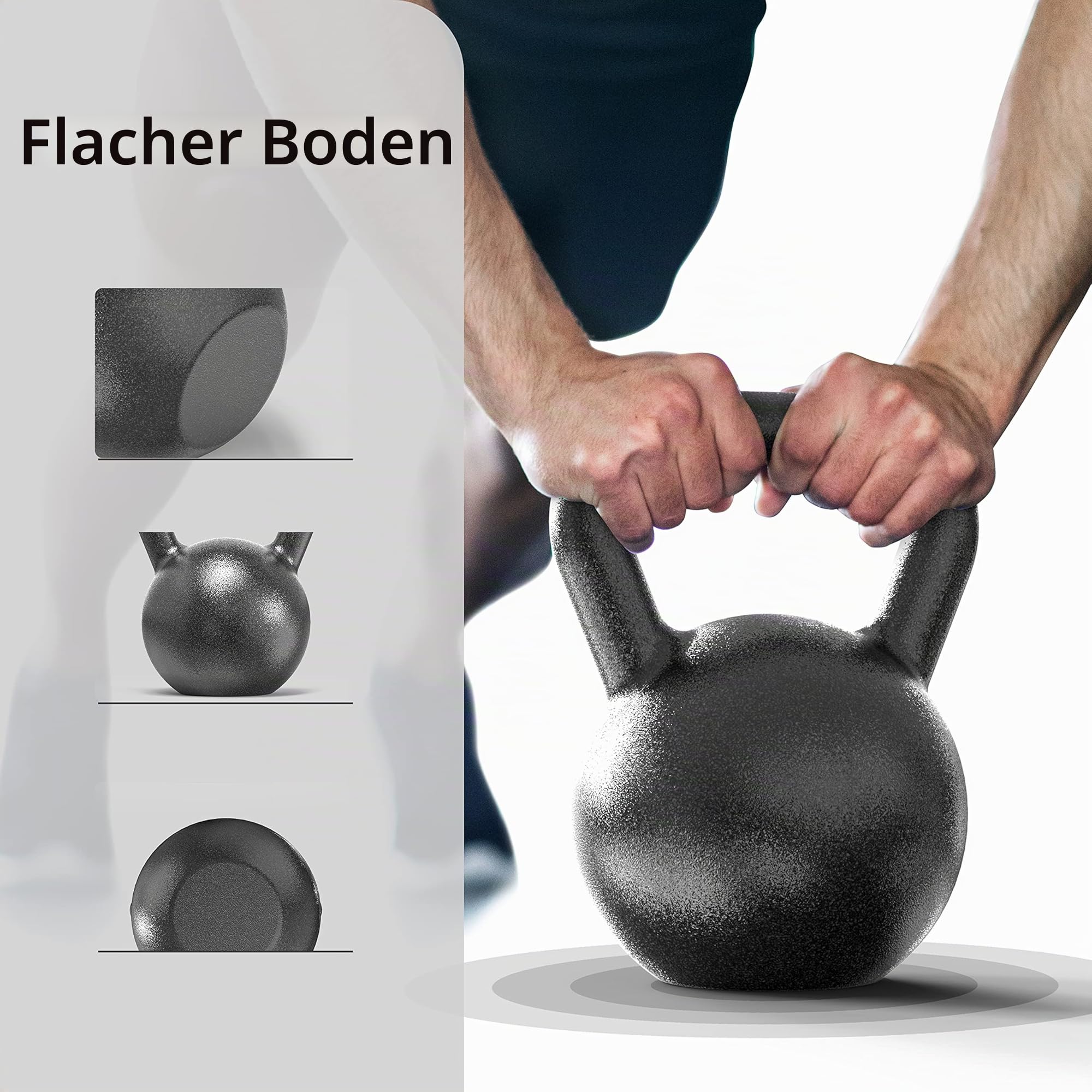 PROIRON Kettlebell Professional Kugelhantel aus Gusseisen, 20kg Gewichten Guss Schwunghantel Kugelgewicht Krafttraining - Schwarz Kettlebells