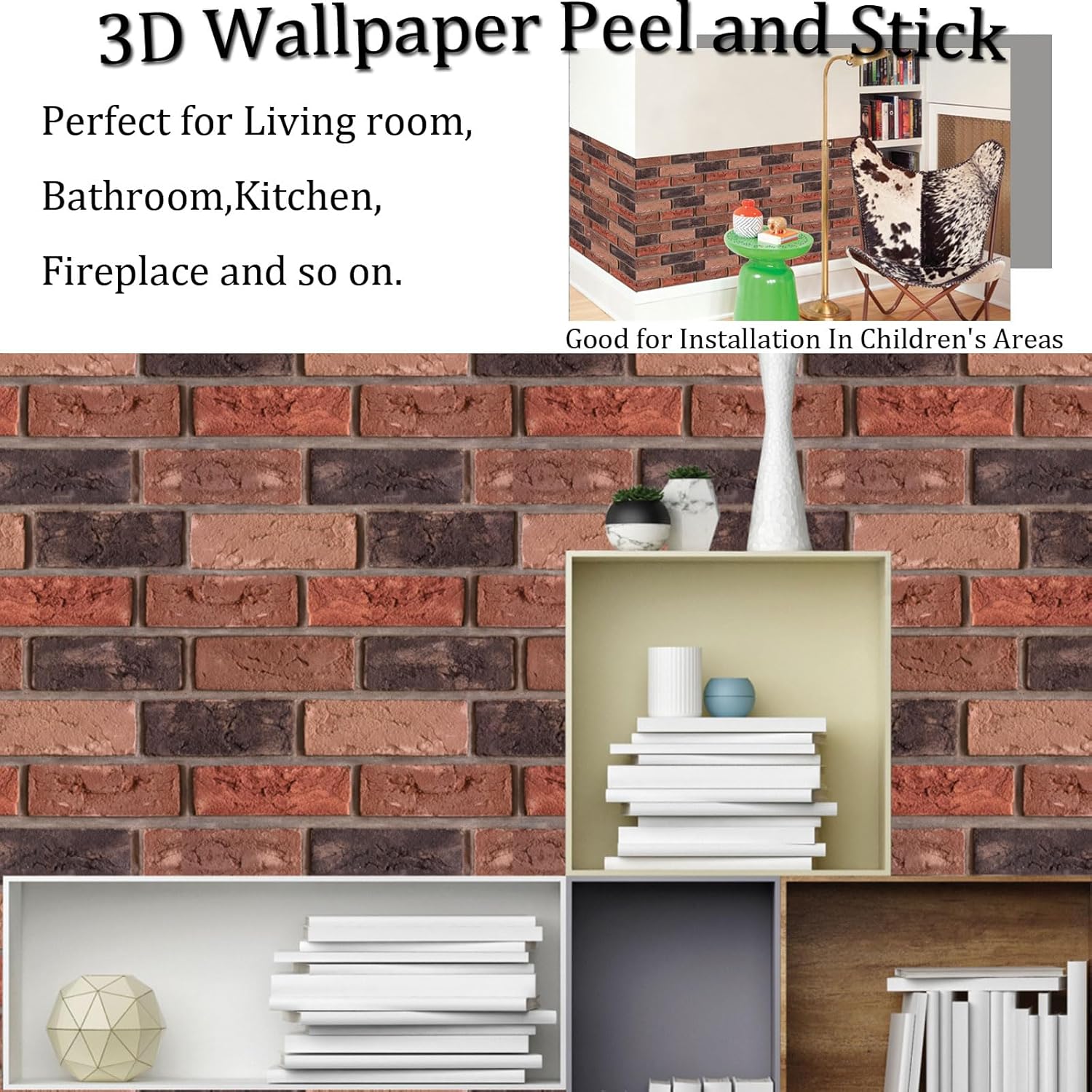 3D Wallpaper Peel and Stick, 3D wall Panels,3D Self-Adhesive wallpanel,Waterproof Self Adhesive Decorative Wall Panels Living Room Wall Decoration (10pcs/Pack 11.81 * 11.81 in