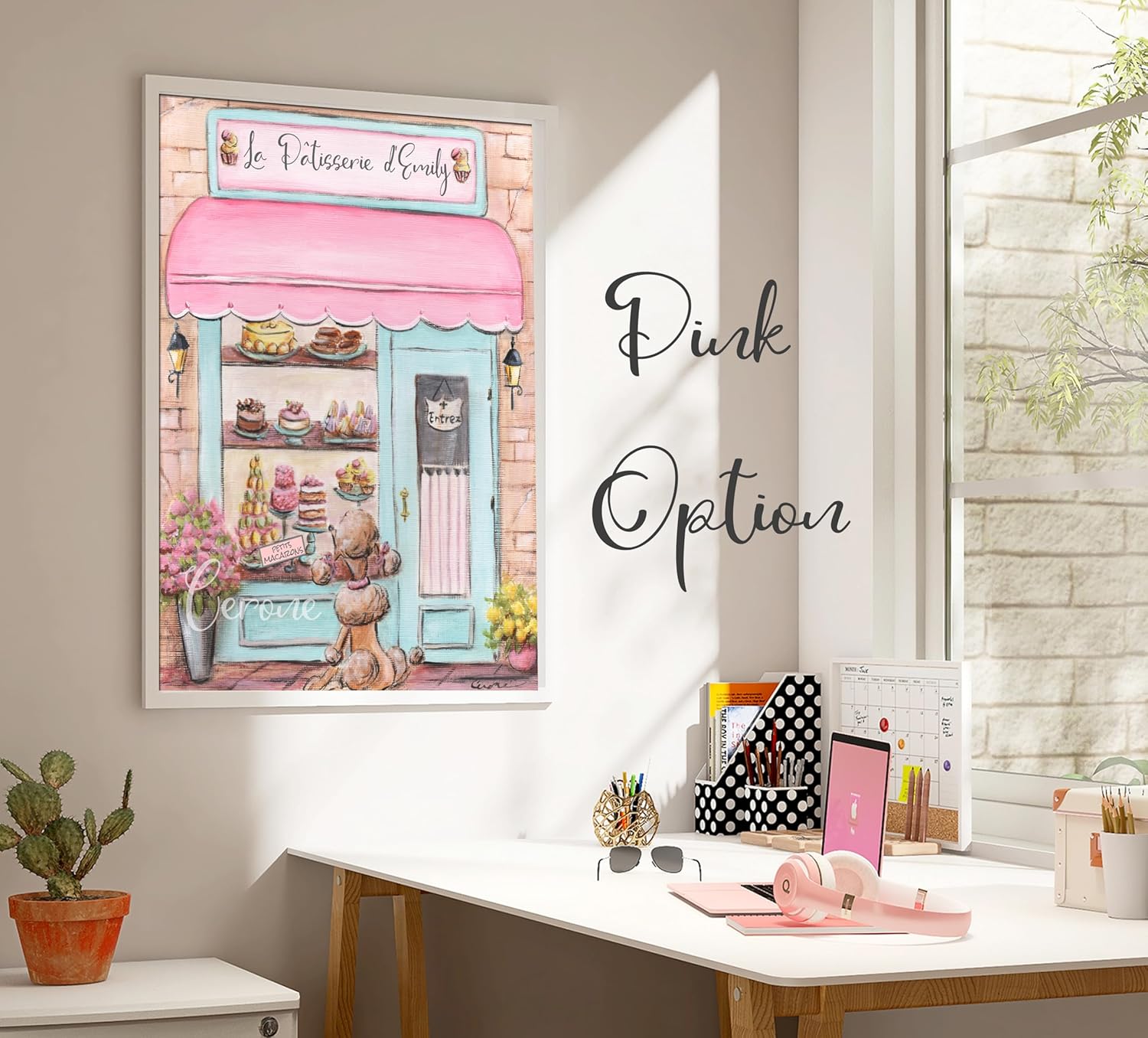 Personalized Paris Patisserie Canvas, Ready to Hang, 10x12 to 24x36, Pink or Blush Laduree Watercolor, Girls Room French Bakery Decor, Custom Parisian Wall Art, Travel Theme Nursery