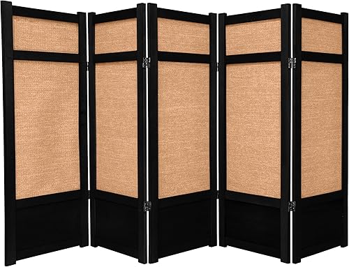 Miniatura 4 de Pantalla Shoji corta de yute baja de 4 pies - 6 paneles - Palisandro