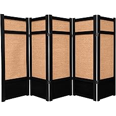 4 ft. Short Low Jute Shoji Screen - 5 Panel - Honey