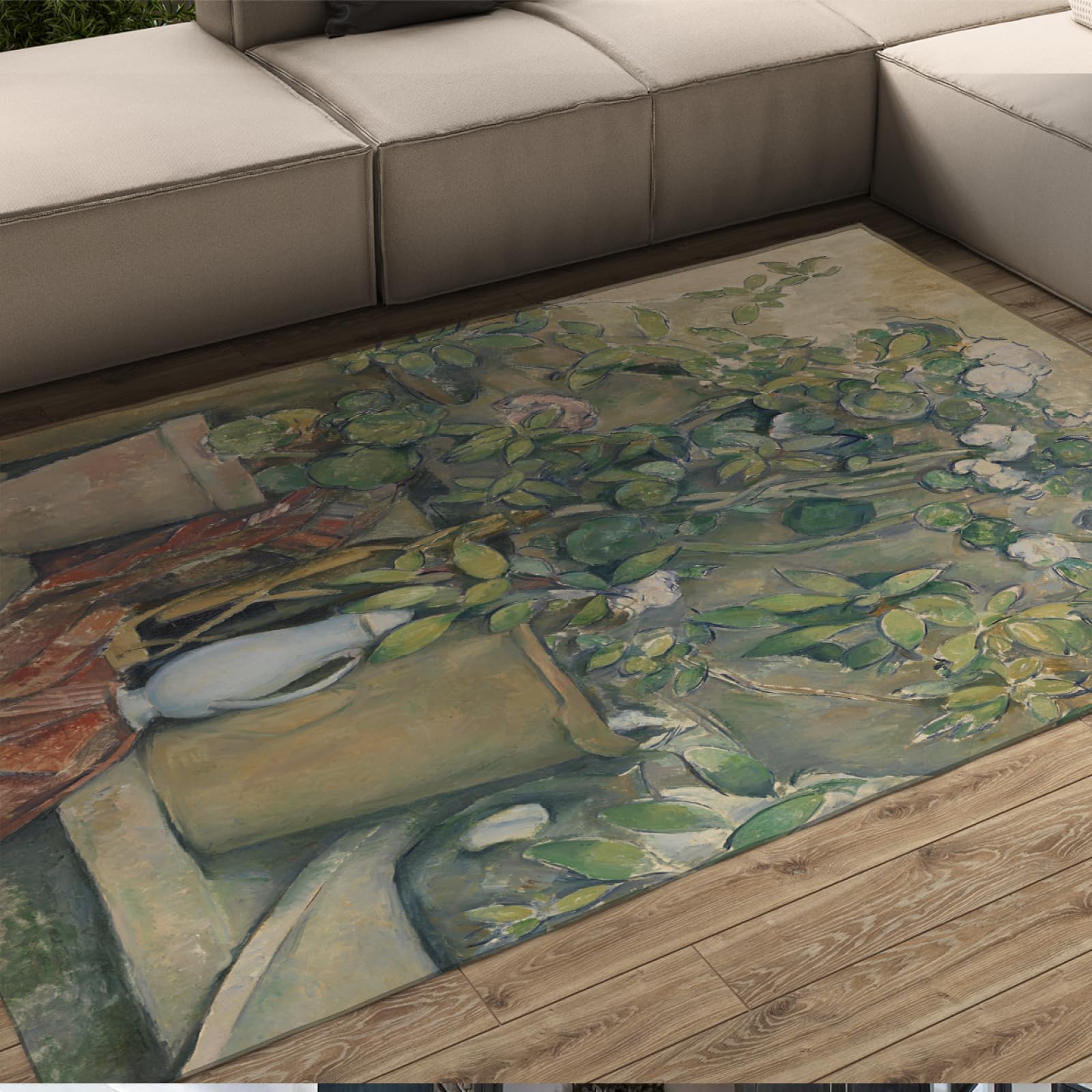 Tapis de salle à manger rétro lavable tapis floral salon moderne nature morte art 90x120cm