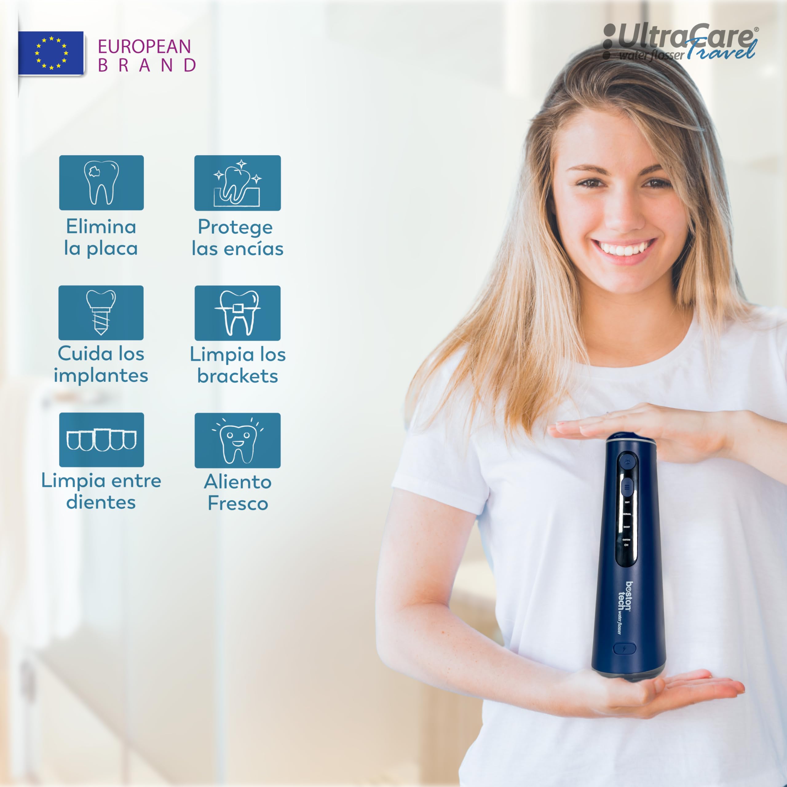 Aquapik Irrigador Bucal Portatil Inalámbrico Profesional 8 Boquillas 4 Modos IPX7 300ML USB-C Recargable