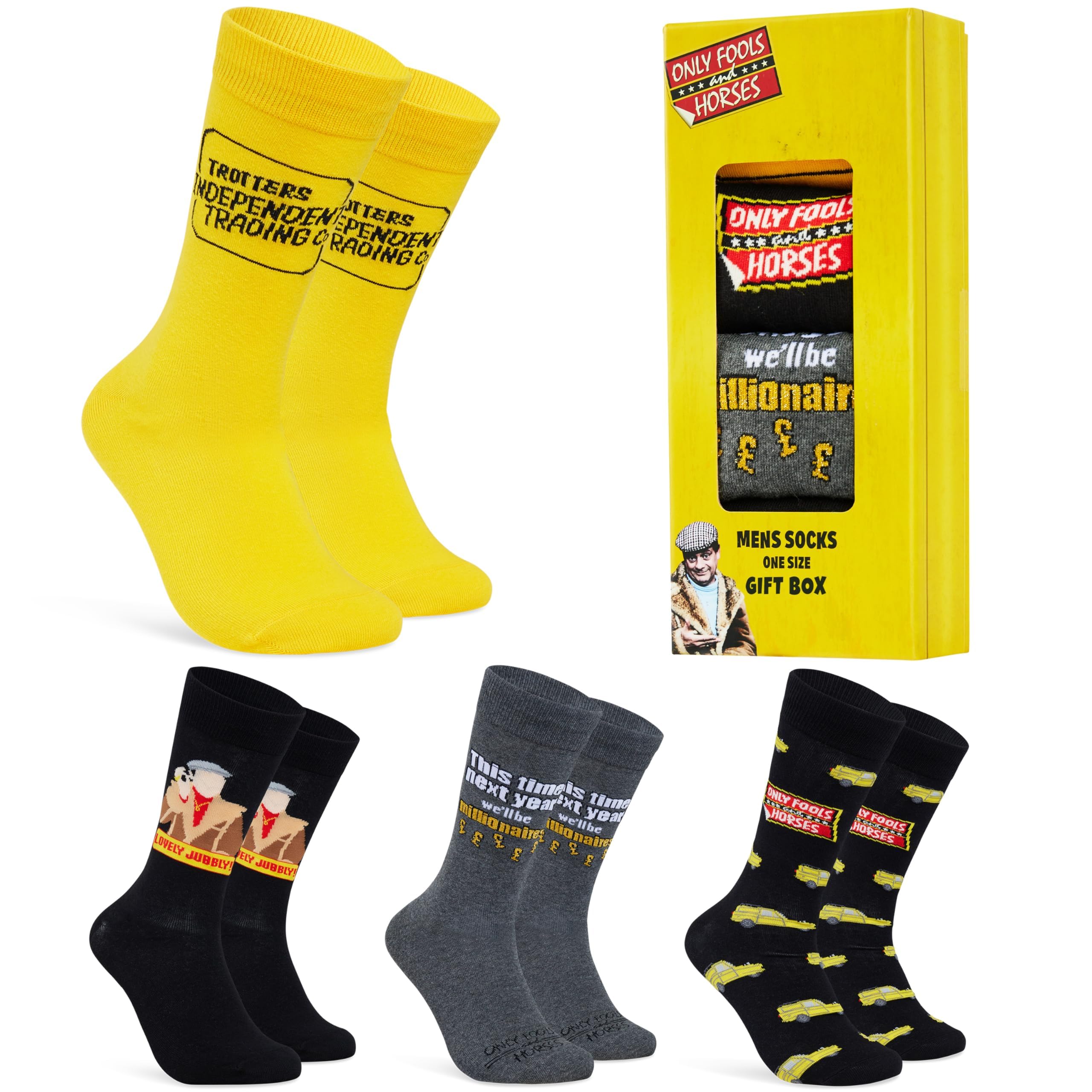 Only Fools and Horses Mens Socks Pack of 4 Calf Length Socks Soft Breathable Sports Casual Work Funny Gifts for Men Dads
