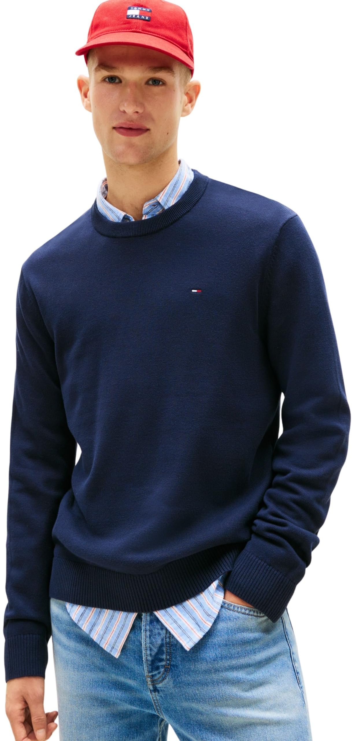 Tommy Jeans Navy Slim Sweater In - L