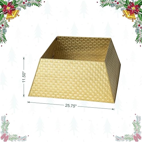 Miniatura 5 de glitzhome - Pie para árbol de Navidad galvanizado de 21 pulgadas de diámetro con diseño troquelado de copos de nieve, falda decorativa para árbol de