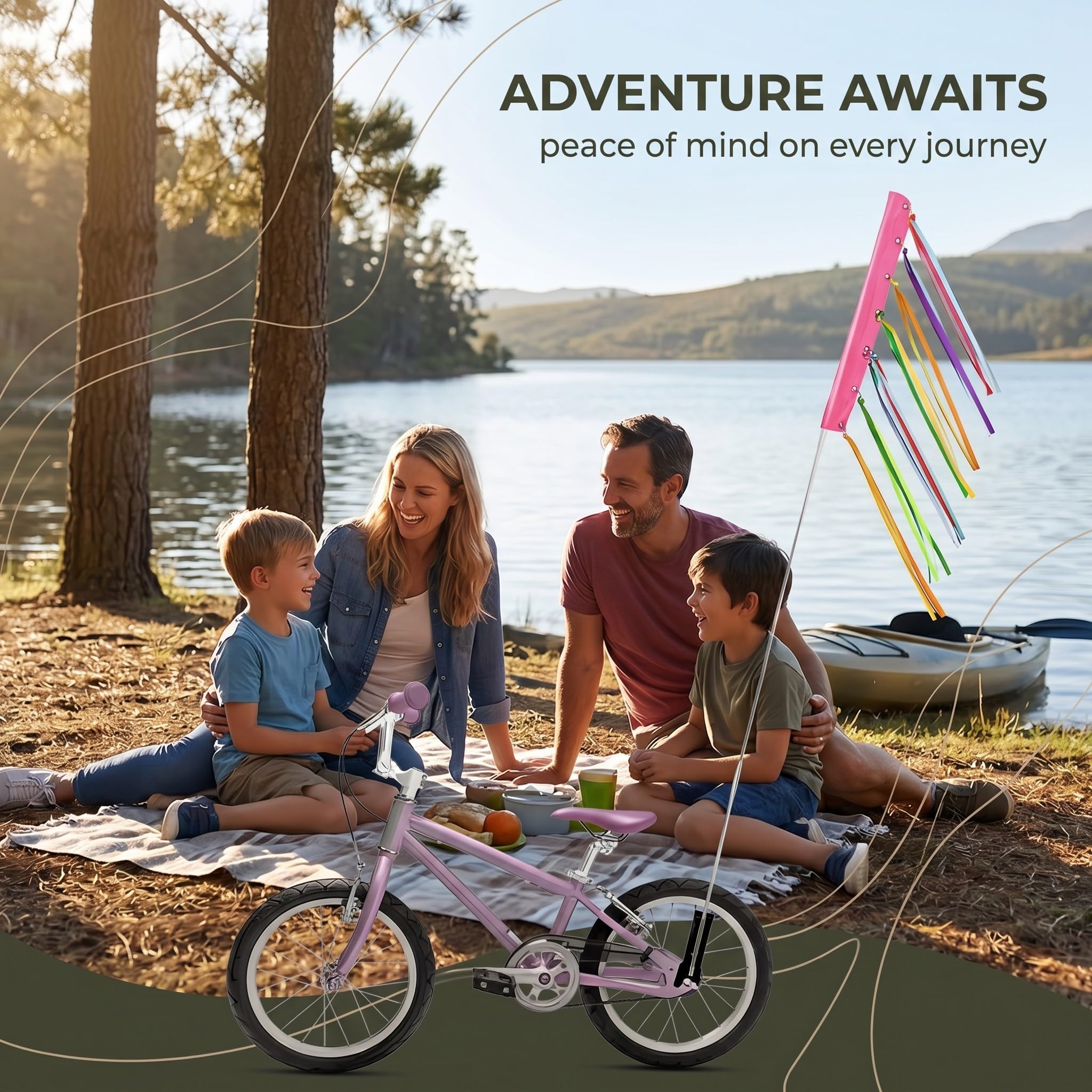 Bandierine per Biciclette Riflettenti per Bambini, Bandierina Sicura Rimovibile con Staffa Regolabile, Accessorio Ideale per Passeggiate in Famiglia e Gite in Bicicletta all'Aperto, 1 Set