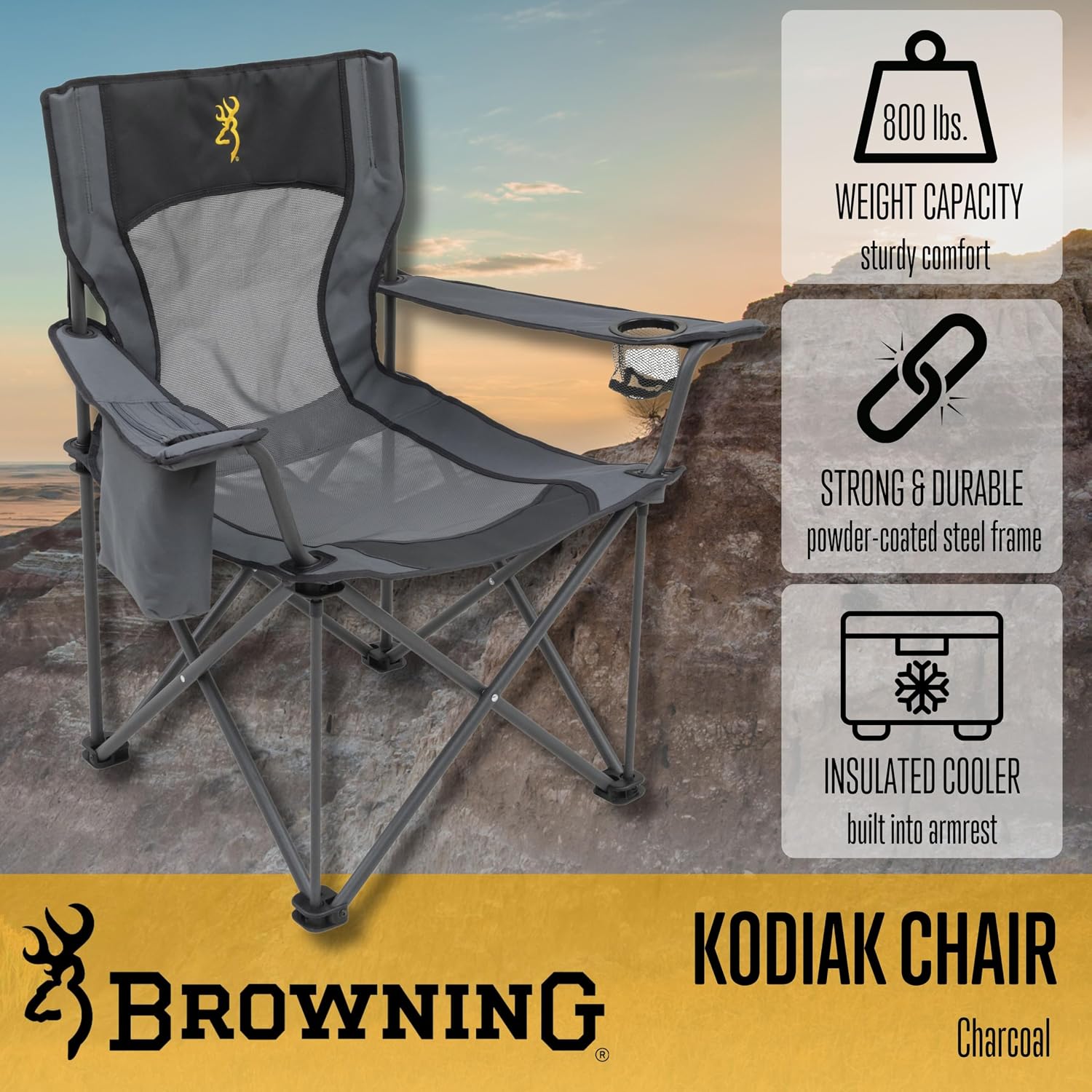 Browning Camping Kodiak Chair - Charcoal/Gray