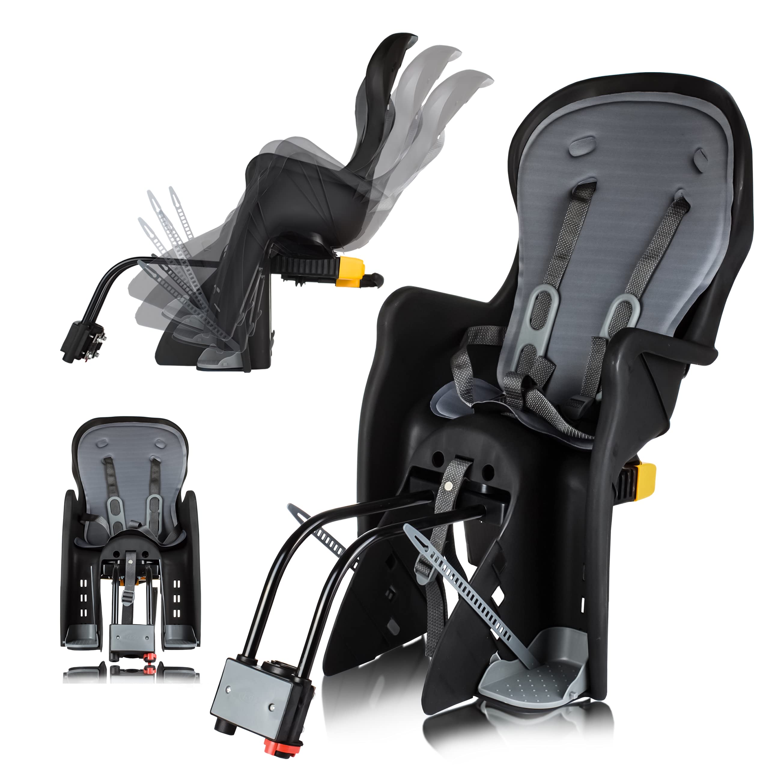 MalTrack 5901924215851 Siège De Vélo Enfant, Réglable, Arrière, Jusqu'à 22kg, TÜV/GS, À partir de 9 Mois, Idéal pour Les Randonnées à Vélo