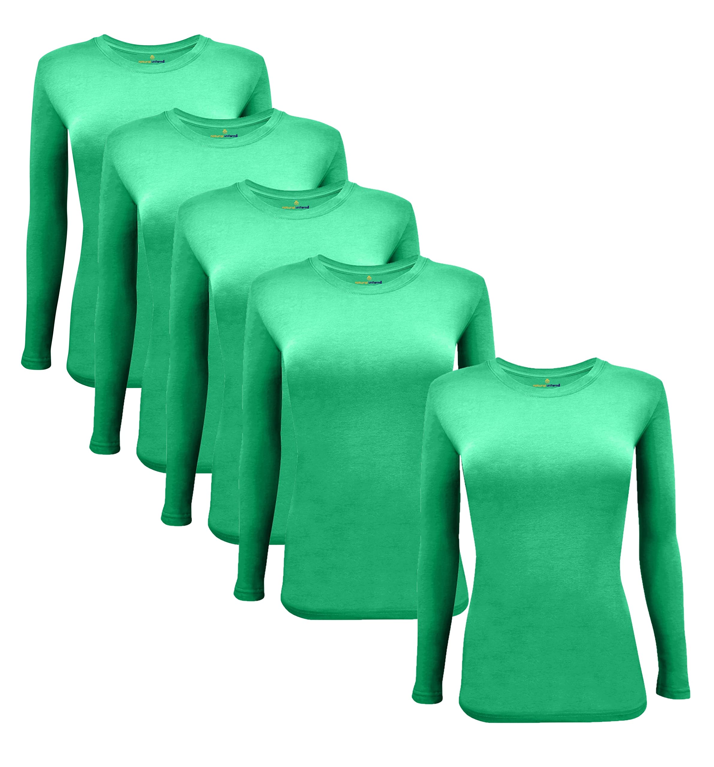 Natural Uniforms Damen Under Scrub Tee Crew Neck Langarm T-Shirt - 5er Pack