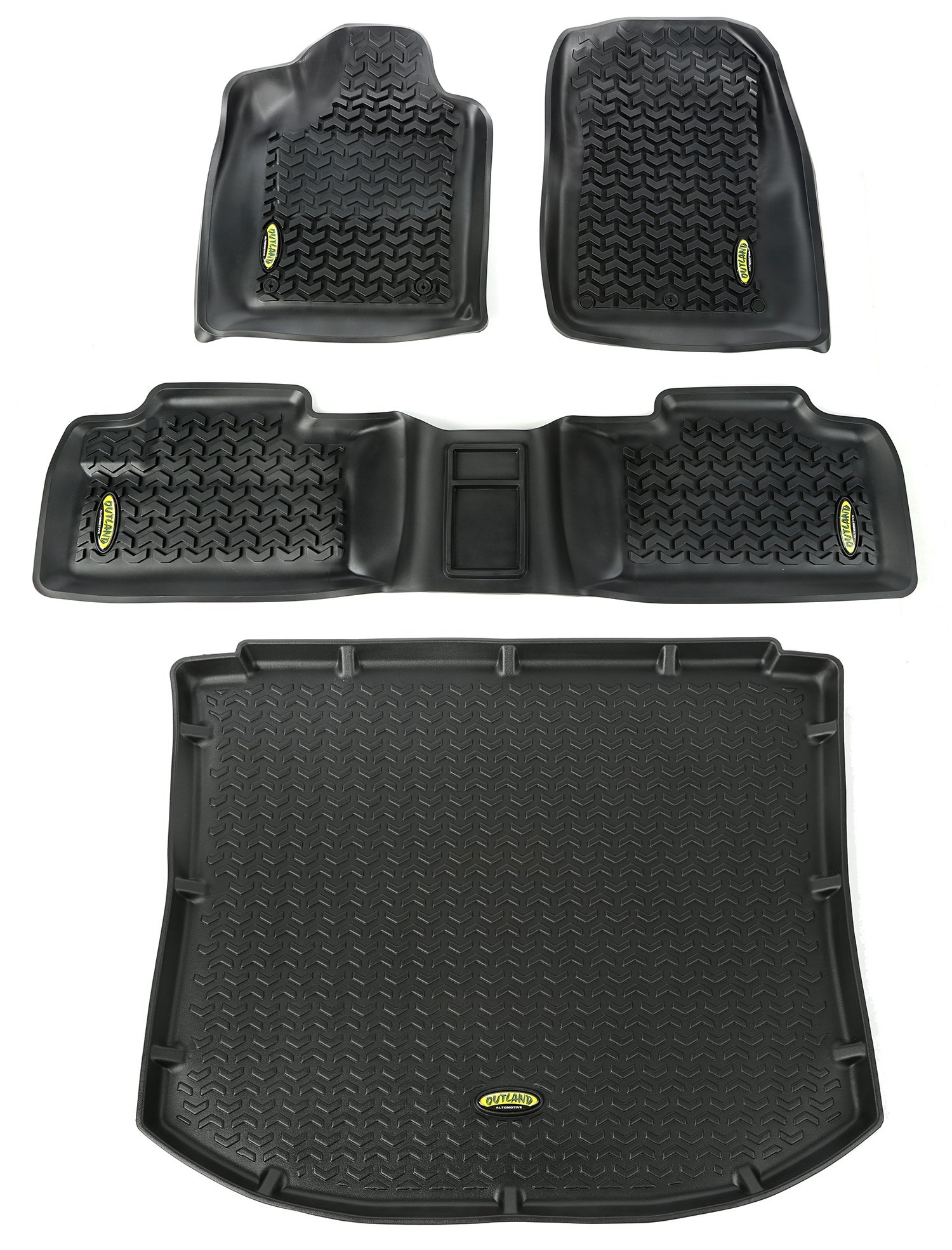 Outland 391298826 Black Front, Rear and Cargo Floor Liner Kit For Select Jeep Grand Cherokee Models