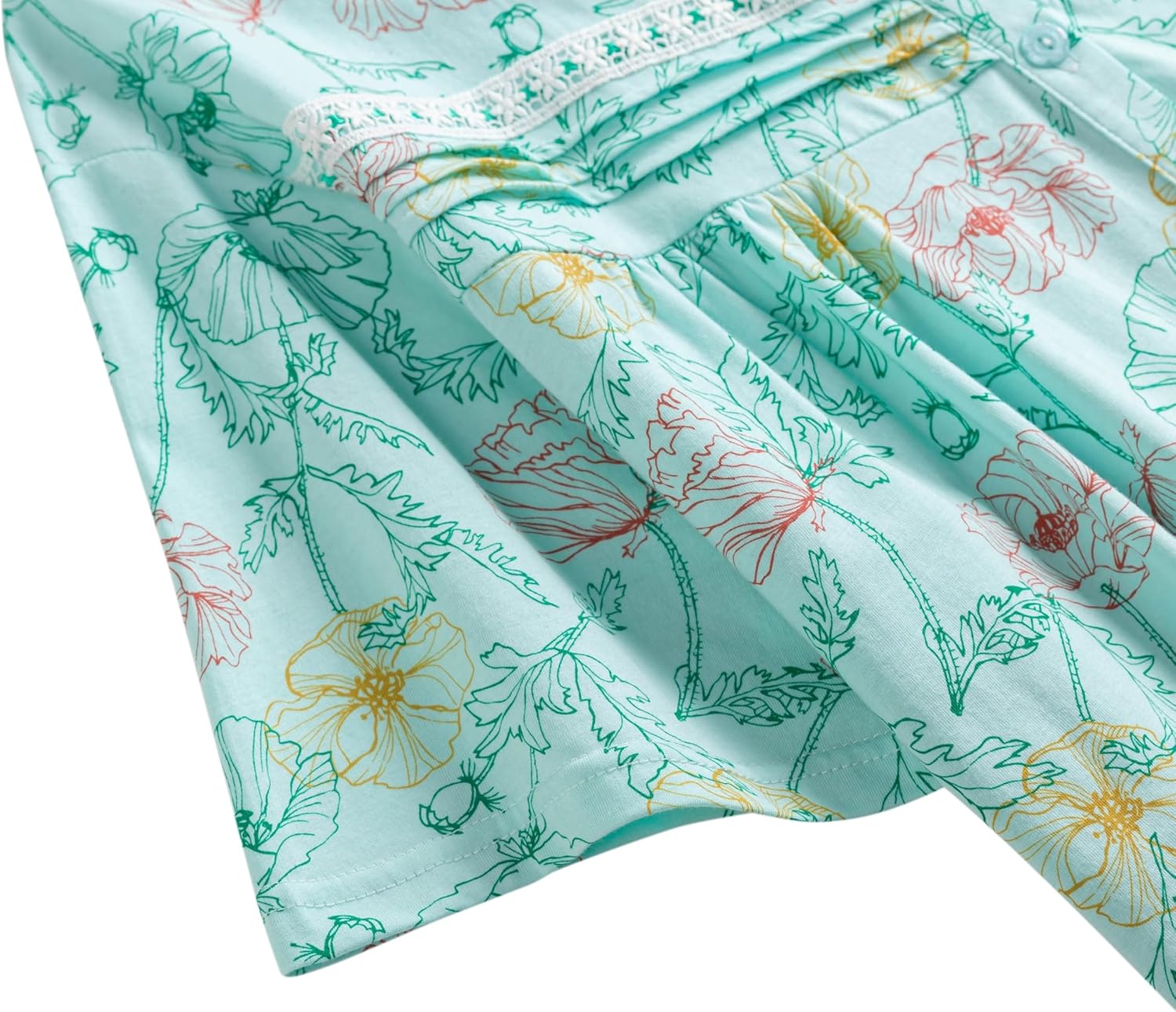 Keyocean Women Nightgowns, Soft 100% Cotton Short Sleeves Comfy Ladies Nightdress - Image 7