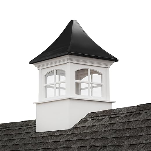 Good Directions Westport Vinyl Cupola with Black Aluminum Roof 26" Square x 42" Height