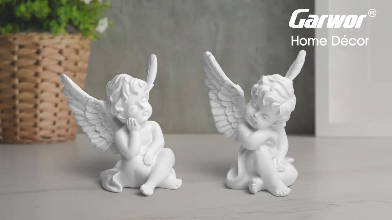 Estatuas de ángeles pequeños de resina, set 2 piezas miniatura 7