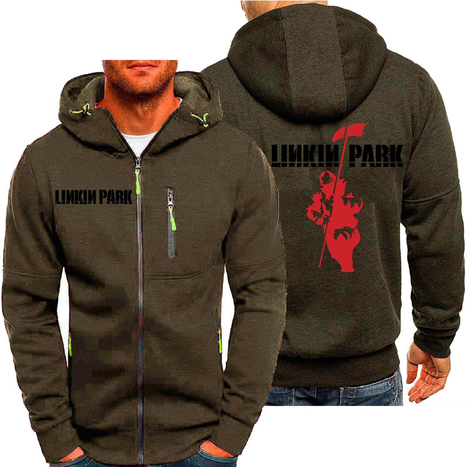 Myyly Men's C Plush Hooded Sweatshirt For Linkin Park Hoodies Boys Long Sleeve Pullover Jacket Asual Sportswear Jumper Teen Spring Tracksuit Novelty Outdoor Athleti Coat,-M