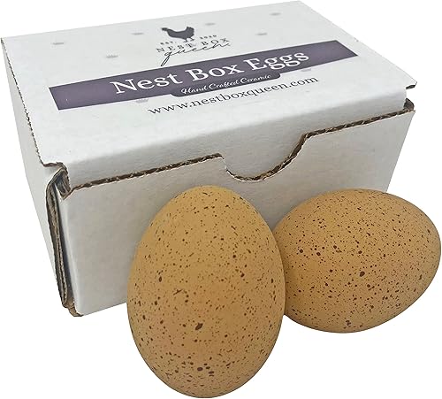 Miniatura 2 de Nest Box Queen Huevos de cerámica para nido de pollo para entrenamiento en caja nido, paquete de 2 (azul)