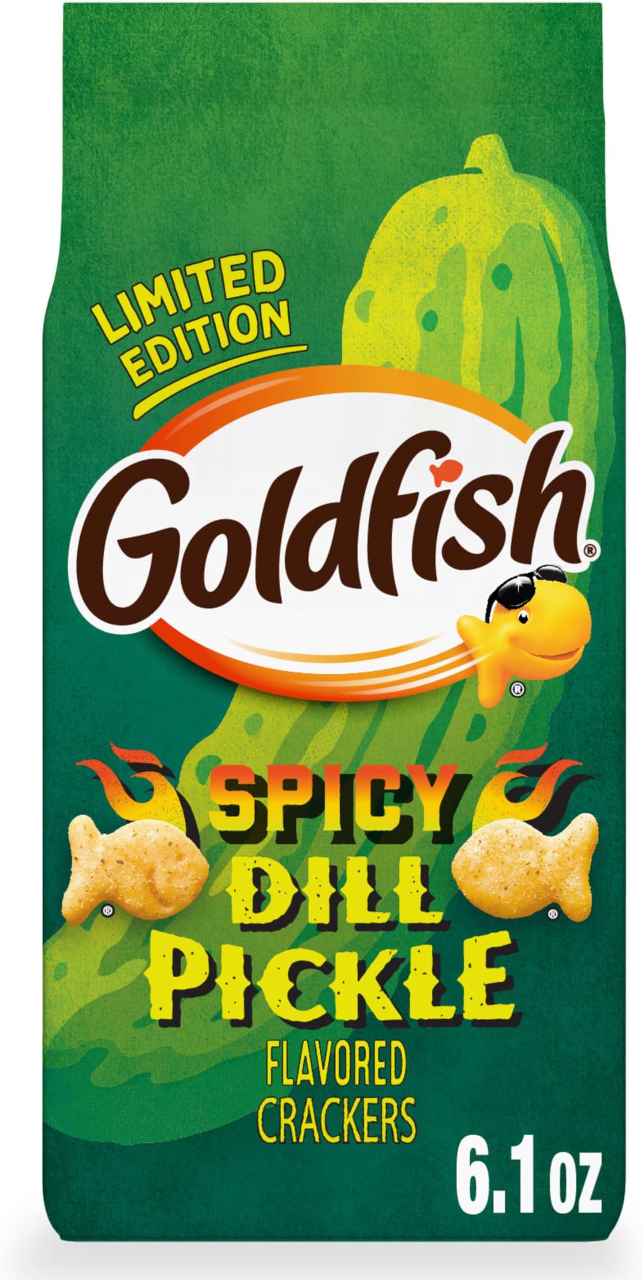 Goldfish Spicy Dill Pickle Flavored Crackers, 6.1 Oz Bag