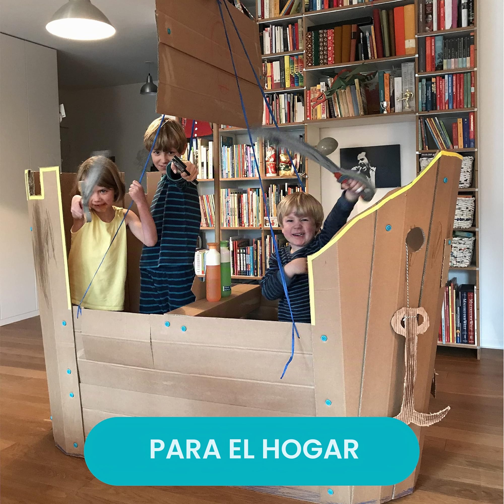 Makedo EXPLORE, Kit herramientas construcción cartón reciclado (50 piezas). Juguetes educativos STEM y STEAM para jugar en casa y en el Aula. Herramientas Reutilizables para niños a partir de 5 años