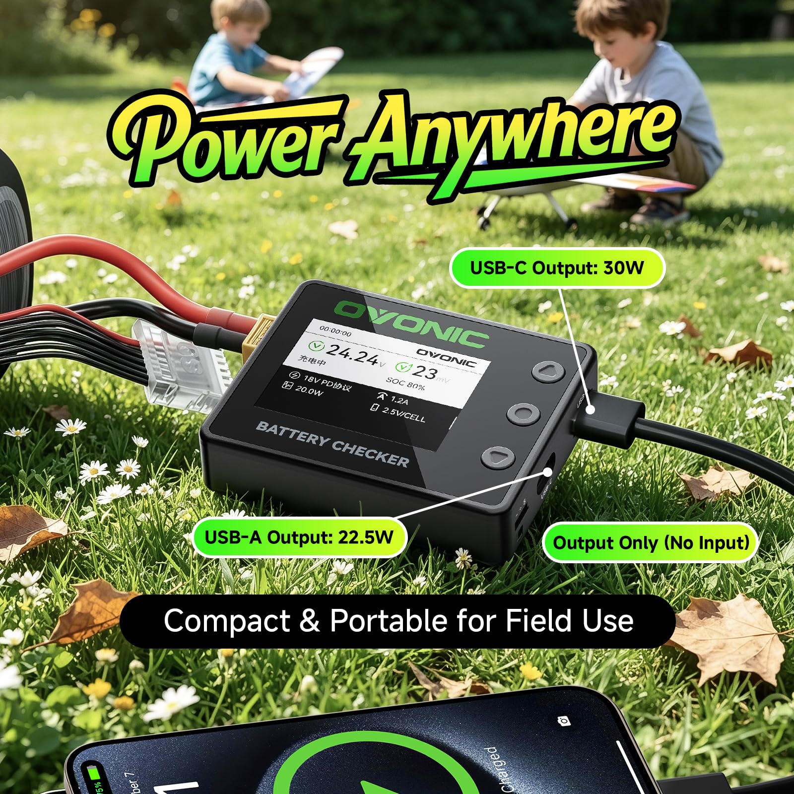 OVONIC C30 Batterieprüfer mit Servo-Tester 1-8S LiPo Spannungserkennung