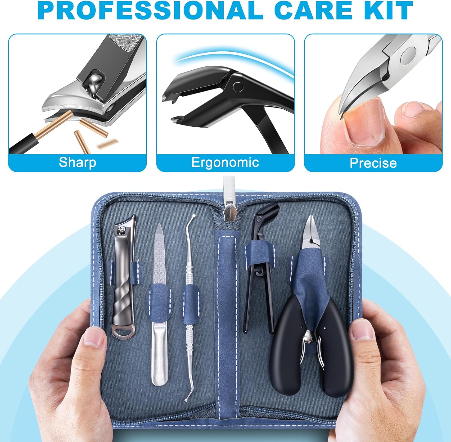 2026 Toenail Clippers for Thick Toenails for Seniors, Angled Head Large Toe Nail Clippers Set for Men, Heavy Duty Ingrown Toenail Clippers with Long Handle, Ultra Sharp Slanted Nail Cutter Wide Jaw