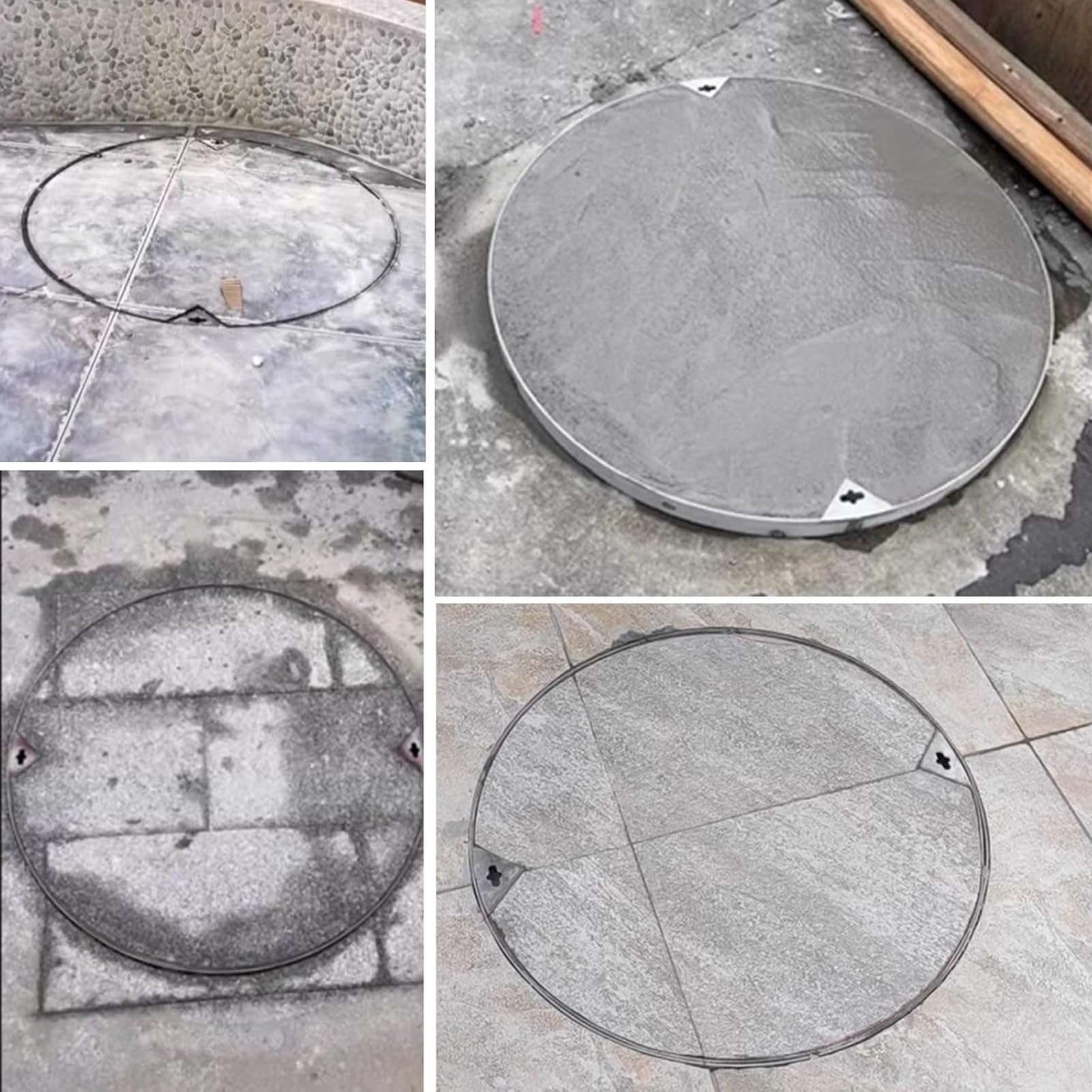 Okrągła, wytrzymała płyta ściekowa, 90 cm, z haczykiem, idealna do ogrodu, na taras i parki, wytrzymała ochrona zewnętrzna