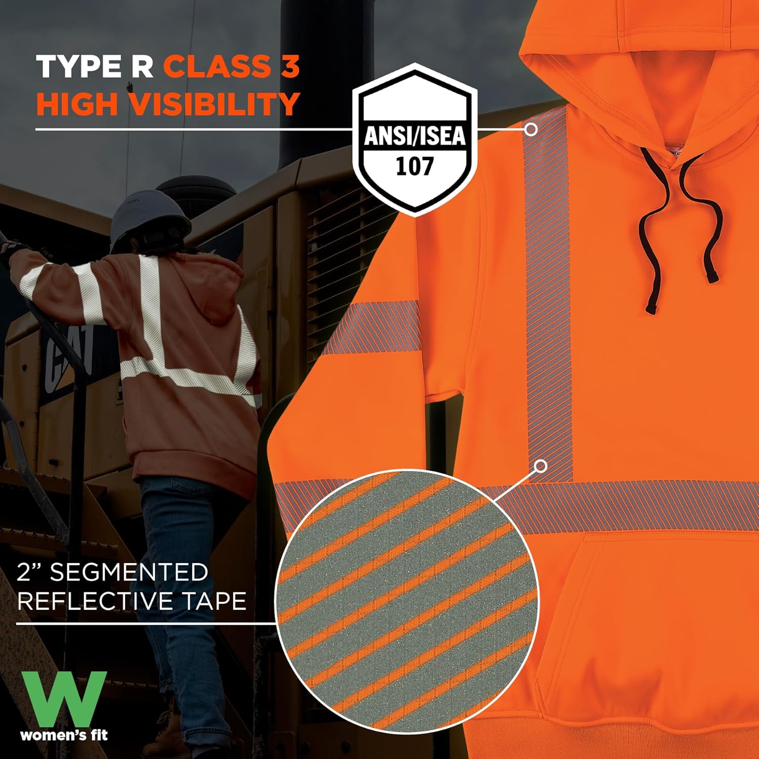 Ergodyne Women's Glowear 8304w Women’s Performance Hi-vis Hooded Sweatshirt - Type R, Class 3