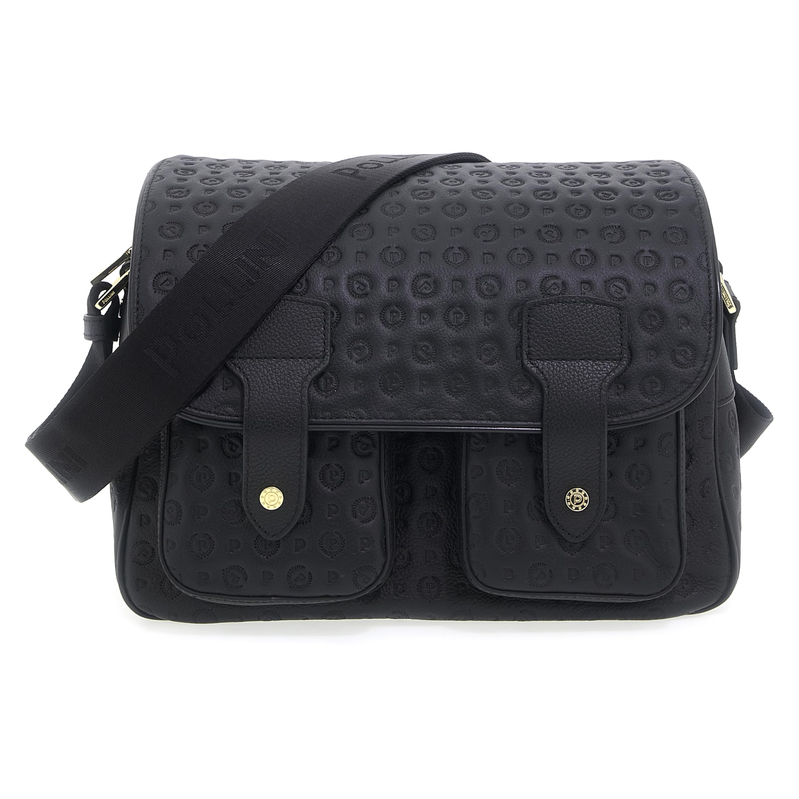Pollini HERITAGE MULTI-POCKET LOGO EMBOSSED SHOULDER BAG