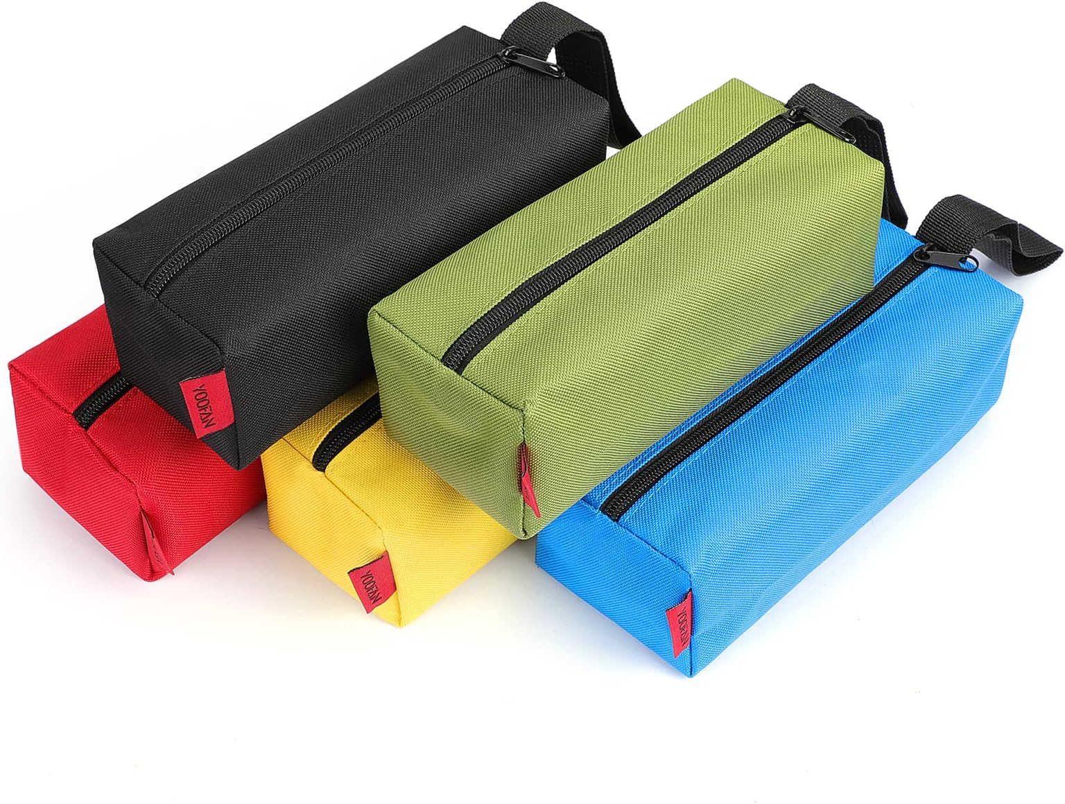 Small Tool Bags – Heavy Duty 1680D Waterproof Fabric Tool Pouch, Black/Red/Blue/Green/Yellow, 5-Packs