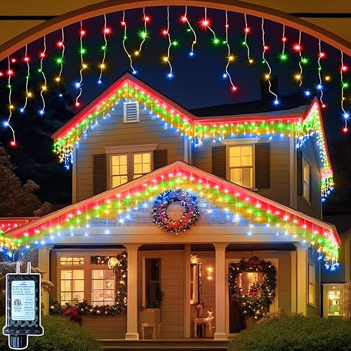 Tira de luces LED multicolor de 131 pies para exteriores, 1280 pies, cortina de luces de Navidad impermeables, 11 modos de función de parpadeo para
