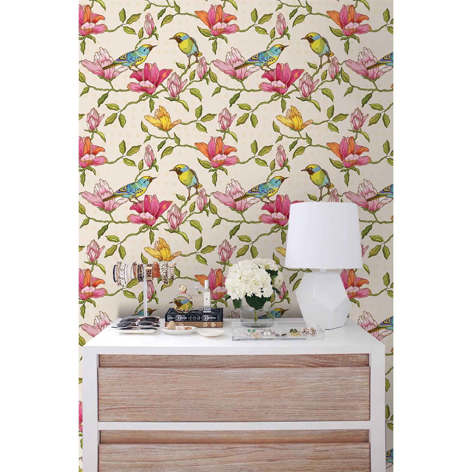 Papier peint intissé Oiseaux Floraux 152x104 cm Coloray pour décoration mur et meuble
