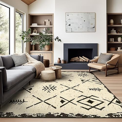 Miniatura 209 de Ashler - Alfombras bohemias vintage de 5 x 8 pies para sala de estar, lavables a máquina con parte trasera antideslizante, alfombra para interiores