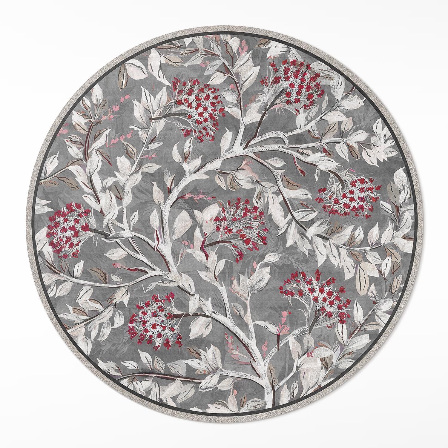 Tapis Vinyle ø110 cm Rond Maison Deco Entretien Facile de Sol