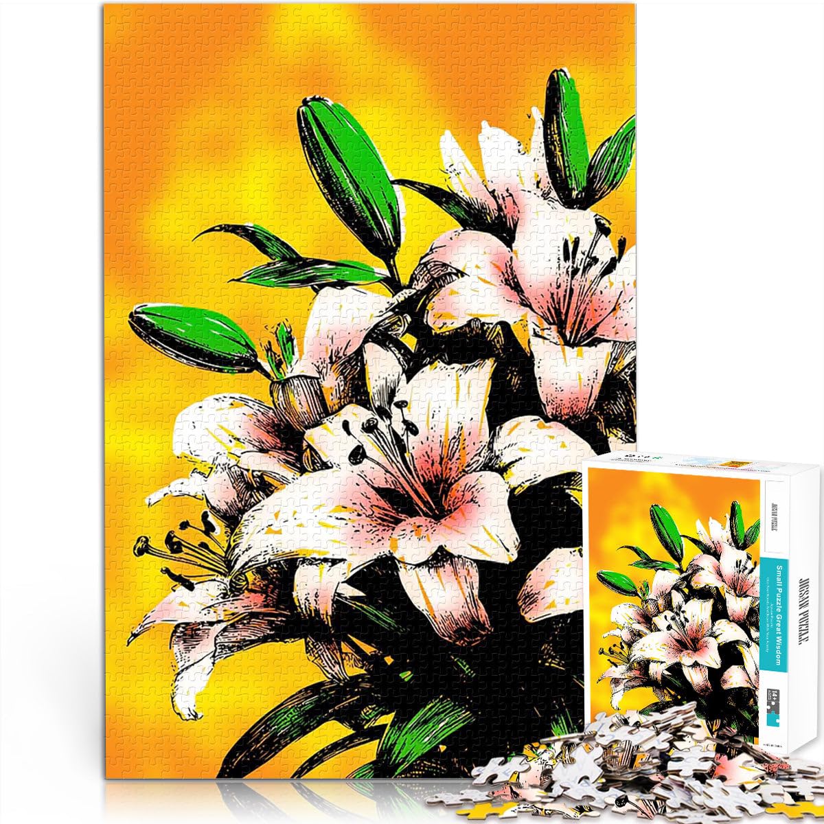 Jigsaw Puzzles for teenagers 2000 Pieces Lily Pink Flower Lilies Quizspiel denn eignet sich ideal als Geschenk für die ganze Familie70x100cm — image 1