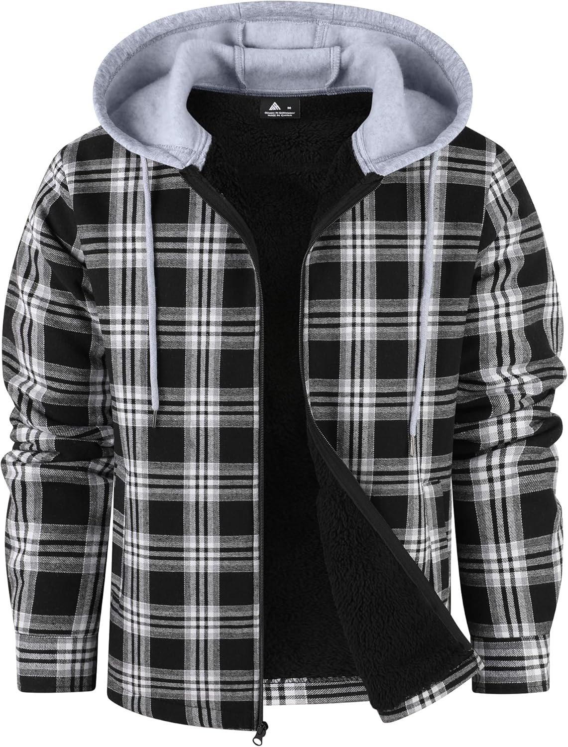Mens Flannel Plaid Jacket Long Sleeve Fleece Sherpa Lined Winter Jacket Warm Coat