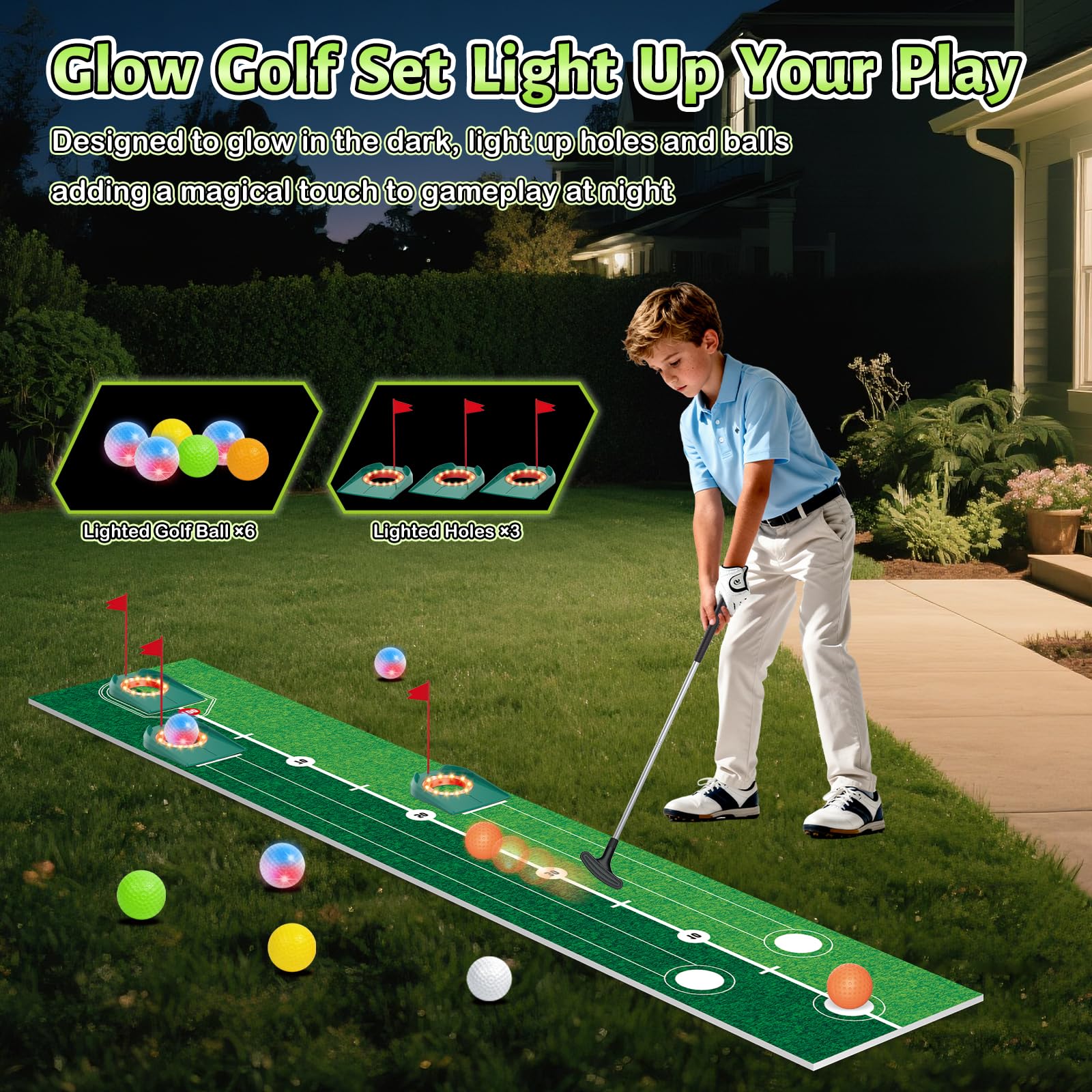 Juego de juguetes de golf para niños para interiores y exteriores para edades de 3 a 8 años