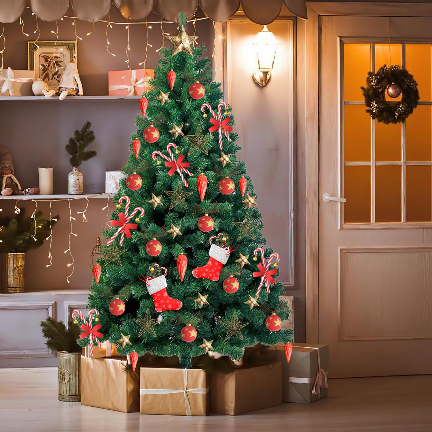 Sonnewelt - Albero di Natale artificiale, 180 cm, con supporto in metallo, in PVC, con 770 aghi, crea un'atmosfera natalizia