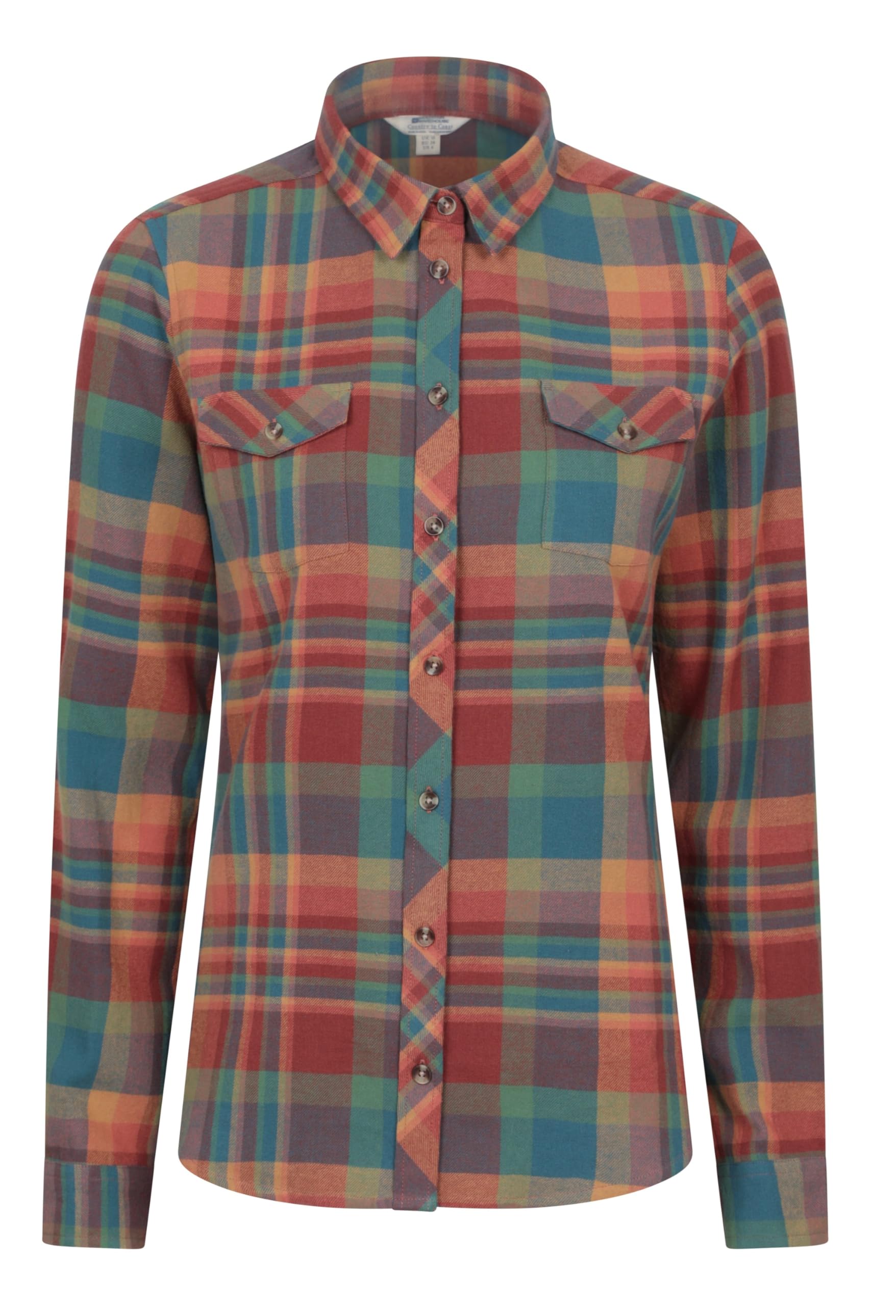 Mountain Warehouse Women's Burnt Orange Willow Brushed Flannel Ls Shirt - Lightweight, Soft Lining With Extra Warmth & Comfort - Easy To Pack & Easy Care - Great For Travelling Size 10