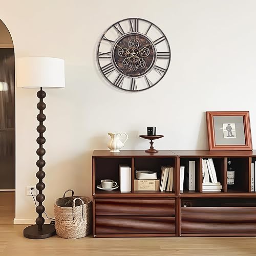 Miniatura 6 de Moving Gear - Reloj de pared grande de 20 pulgadas  19.7 in, cobre, relojes de pared decorativos para sala de estar, decoración única de estilo